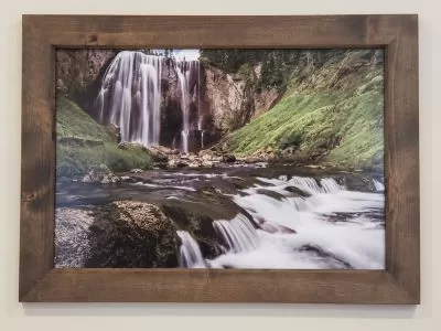 Framed metal nature wall art example of Dunanda Falls waterfall